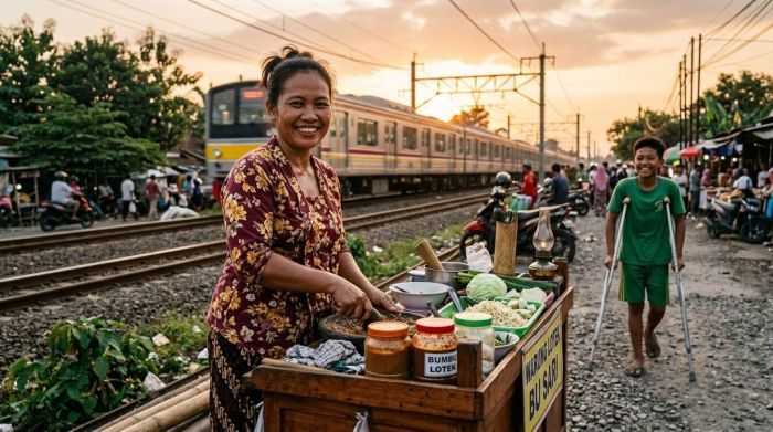 Lotek Ibu di Pinggir Rel